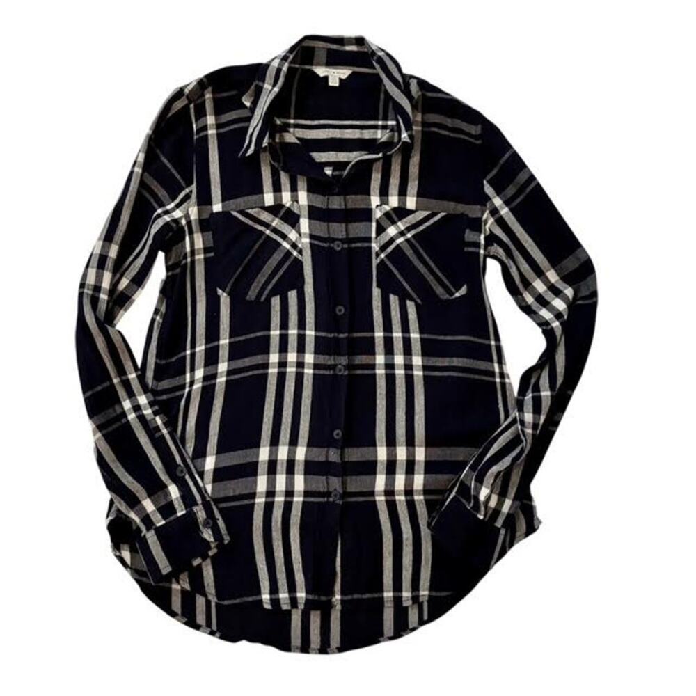 LUCKY BRAND WOMEN'S BLUE PLAID SHIRT SIZE SMALL